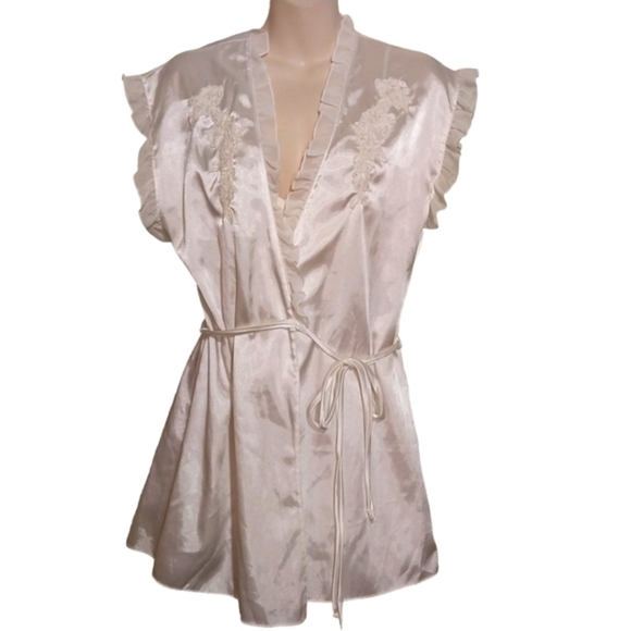 Linea Donatella White Nightie Lingerie w Matching Topper  S - Picture 1 of 8
